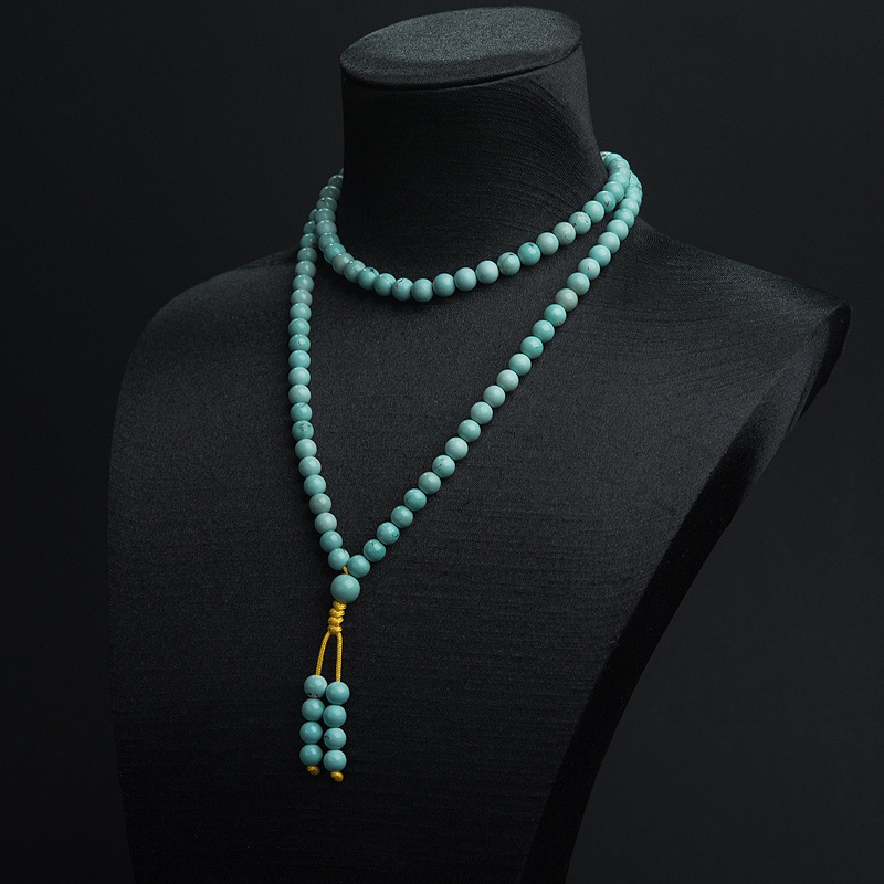 中高瓷铁线蓝绿绿松石108佛珠-红掌柜