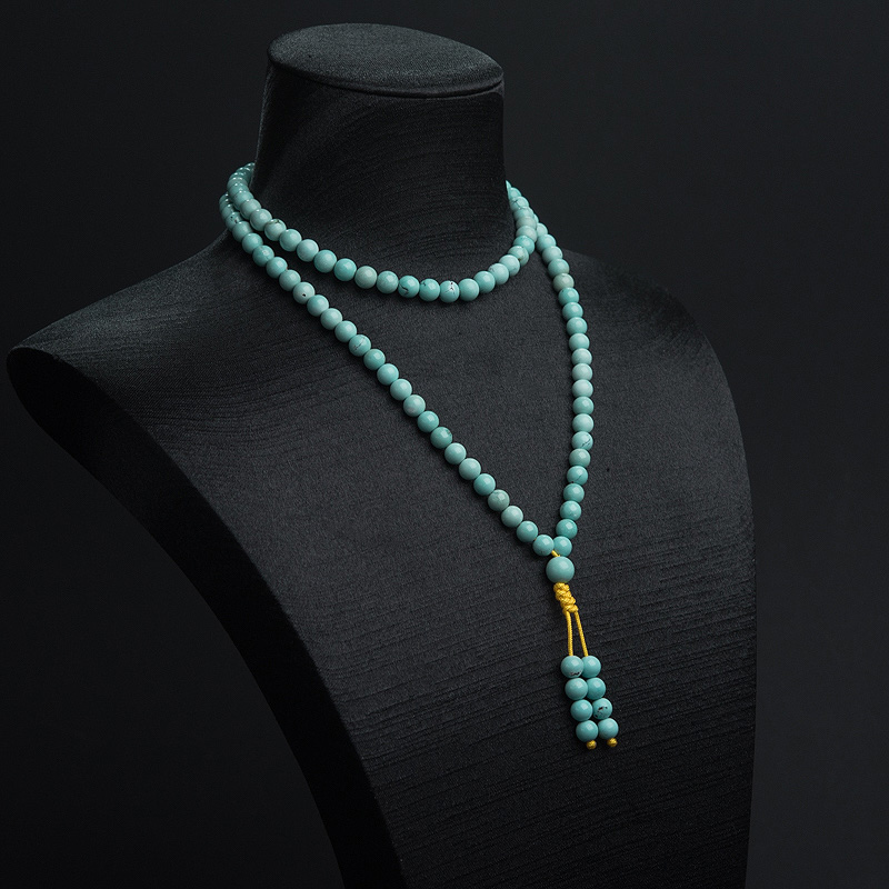 天然中高瓷蓝绿绿松石108佛珠-红掌柜