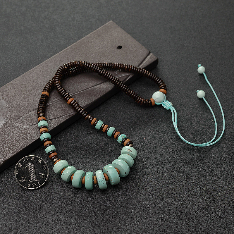 高瓷绿松石锁骨链-红掌柜