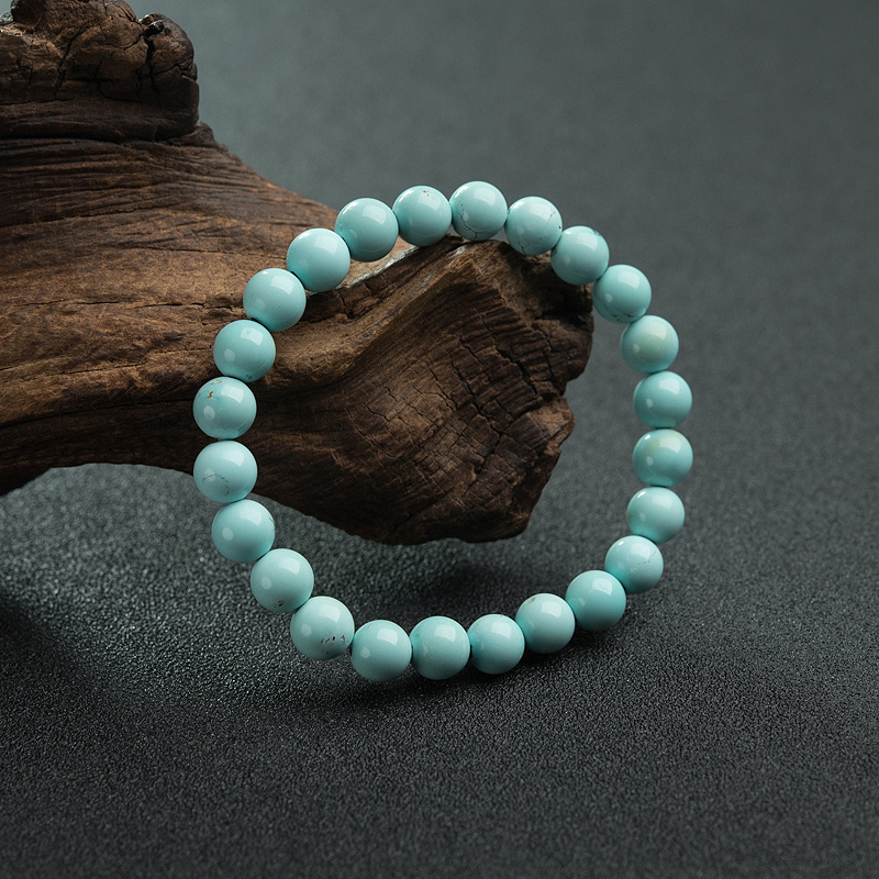 高瓷铁线蓝绿松石单圈手串-红掌柜