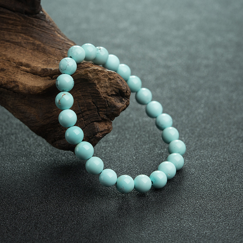 天然高瓷铁线绿松石单圈手串-红掌柜