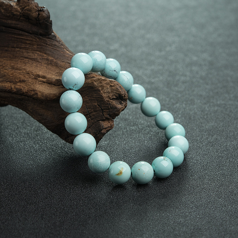 天然高瓷铁线绿松石单圈手串-红掌柜