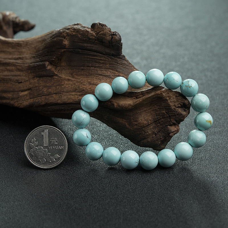 高瓷铁线蓝绿松石手串-红掌柜