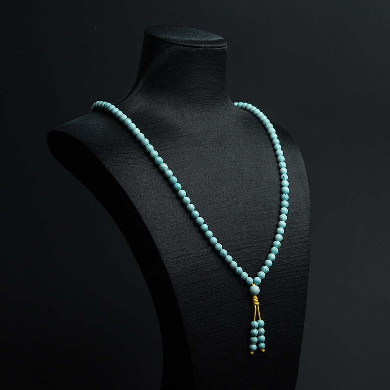 湖北高瓷铁线蓝绿松石108佛珠-红掌柜