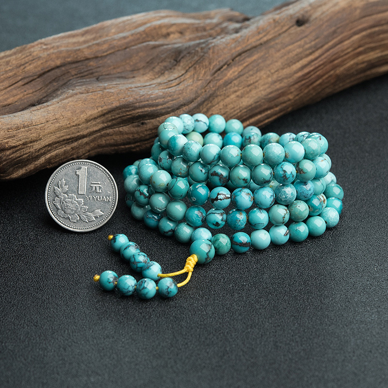 蓝绿绿松石佛珠-红掌柜