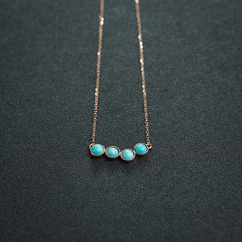 高瓷铁线蓝绿松石项链-红掌柜