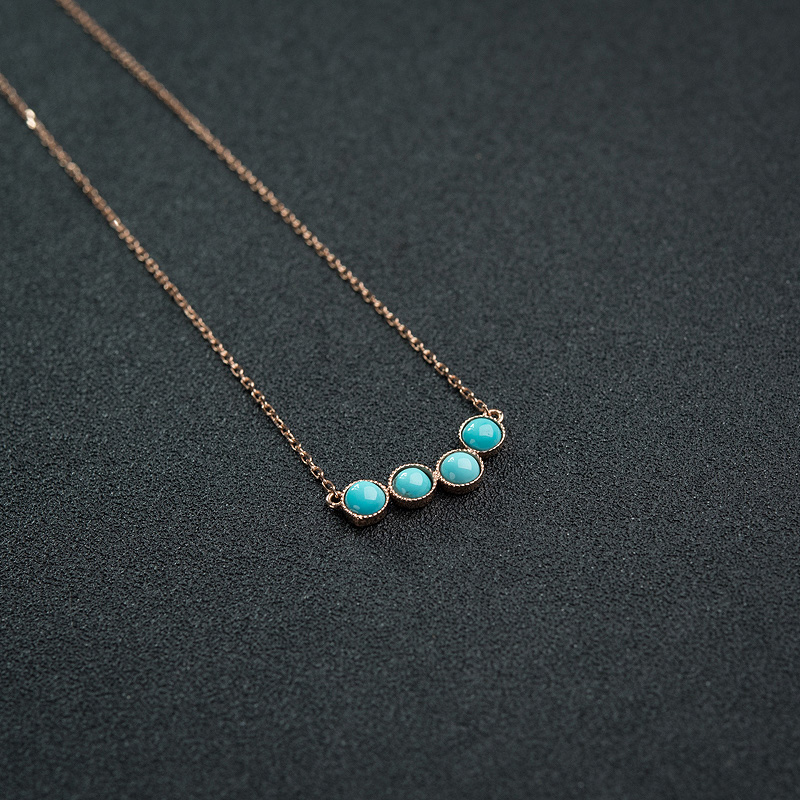 18K金镶铁线蓝绿松石项链-红掌柜