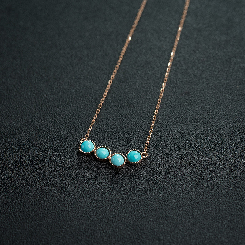 18K金镶高瓷绿松石项链-红掌柜