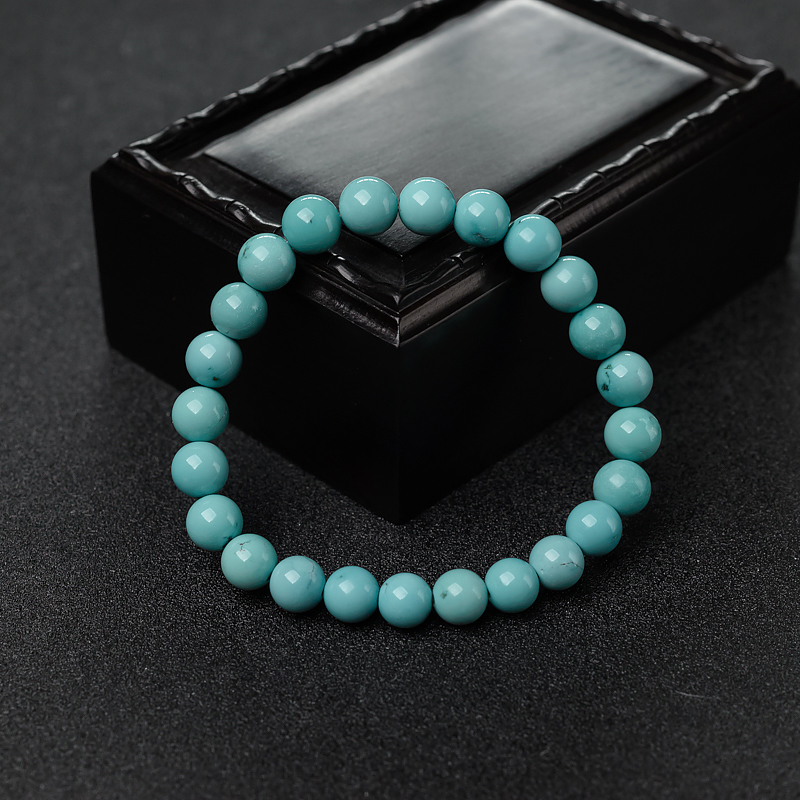 高瓷蓝绿绿松石单圈手串-红掌柜