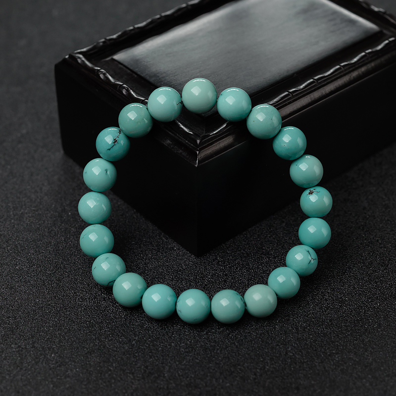 高瓷铁线蓝绿绿松石手串-红掌柜