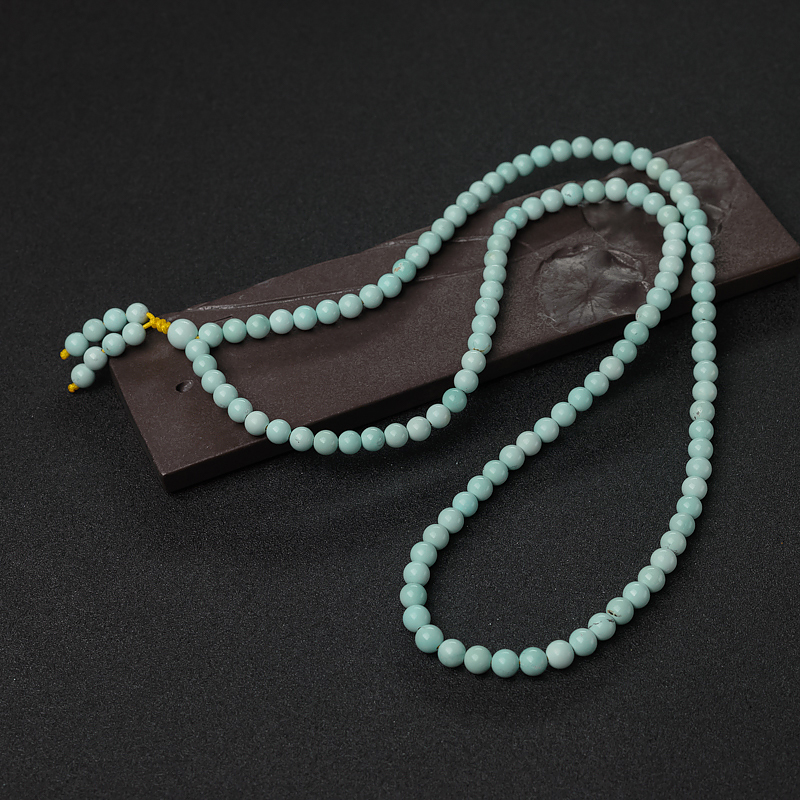 中高瓷铁线蓝绿绿松石佛珠-红掌柜