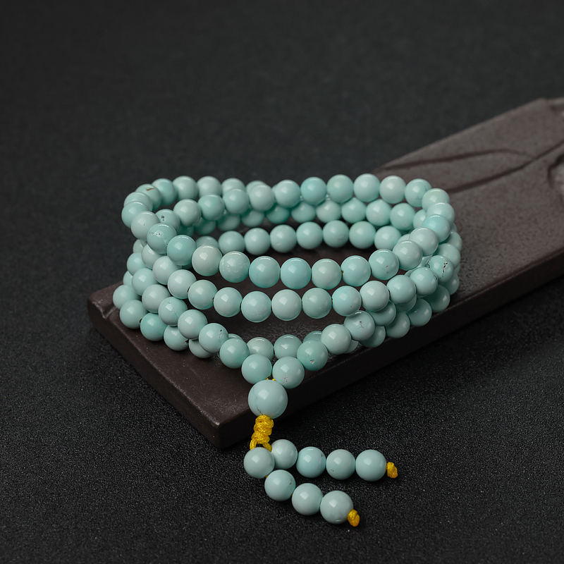 铁线蓝绿绿松石108佛珠-红掌柜