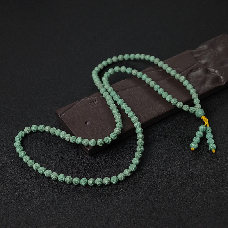 6mm高瓷铁线蓝绿绿松石108佛珠-红掌柜