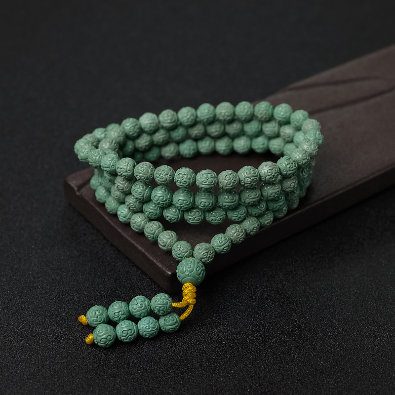 铁线蓝绿绿松石108佛珠-红掌柜