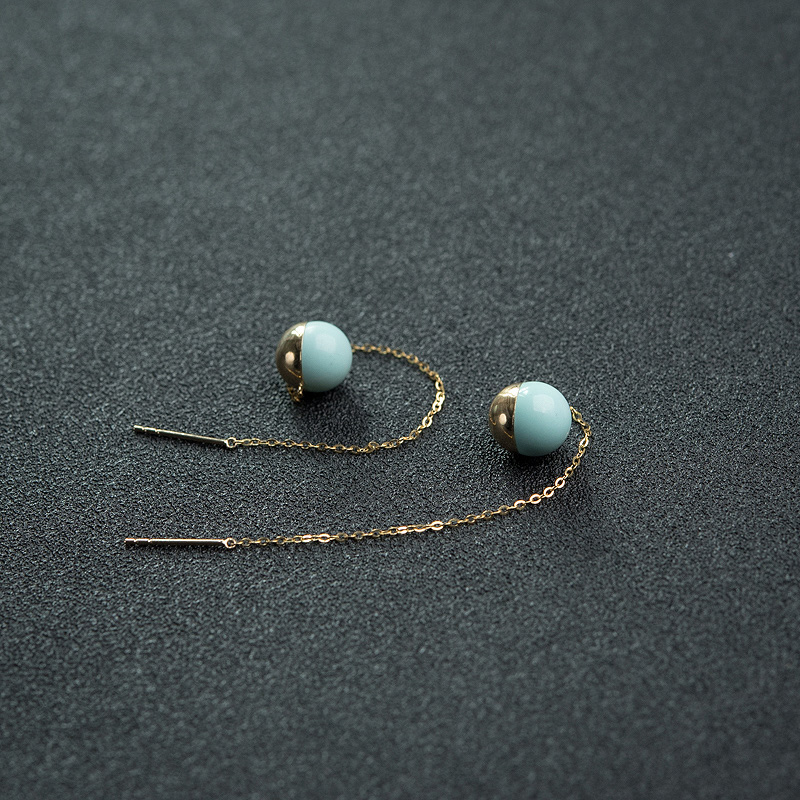 蓝绿绿松石耳坠-红掌柜