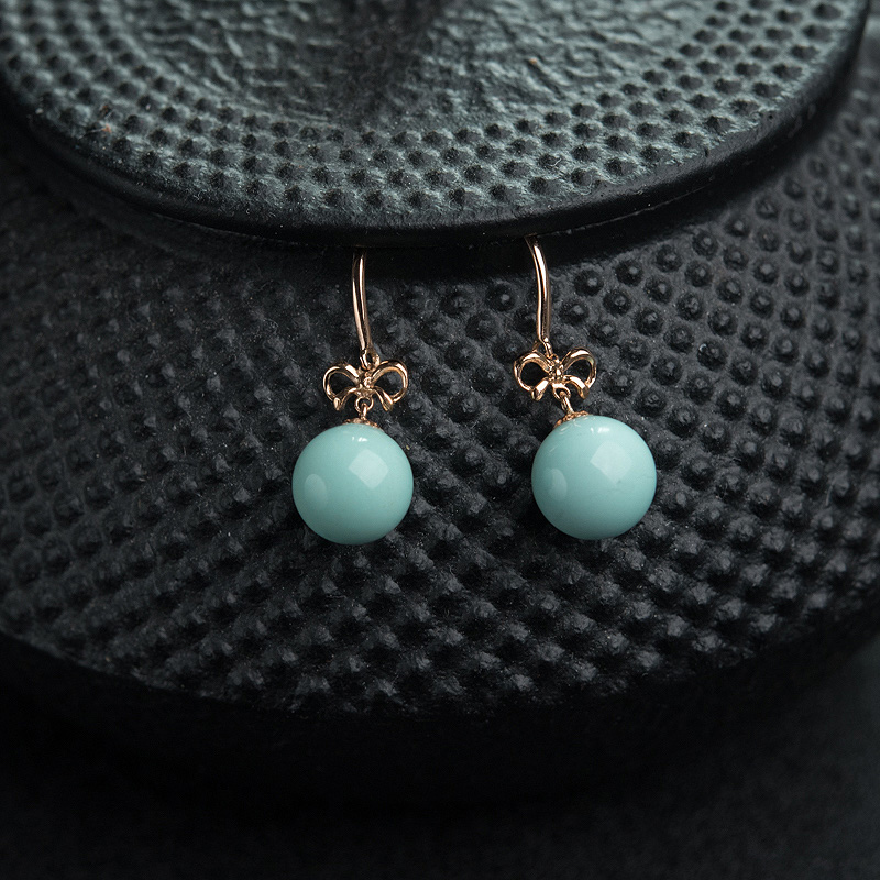 高瓷铁线蓝绿绿松石耳坠-红掌柜