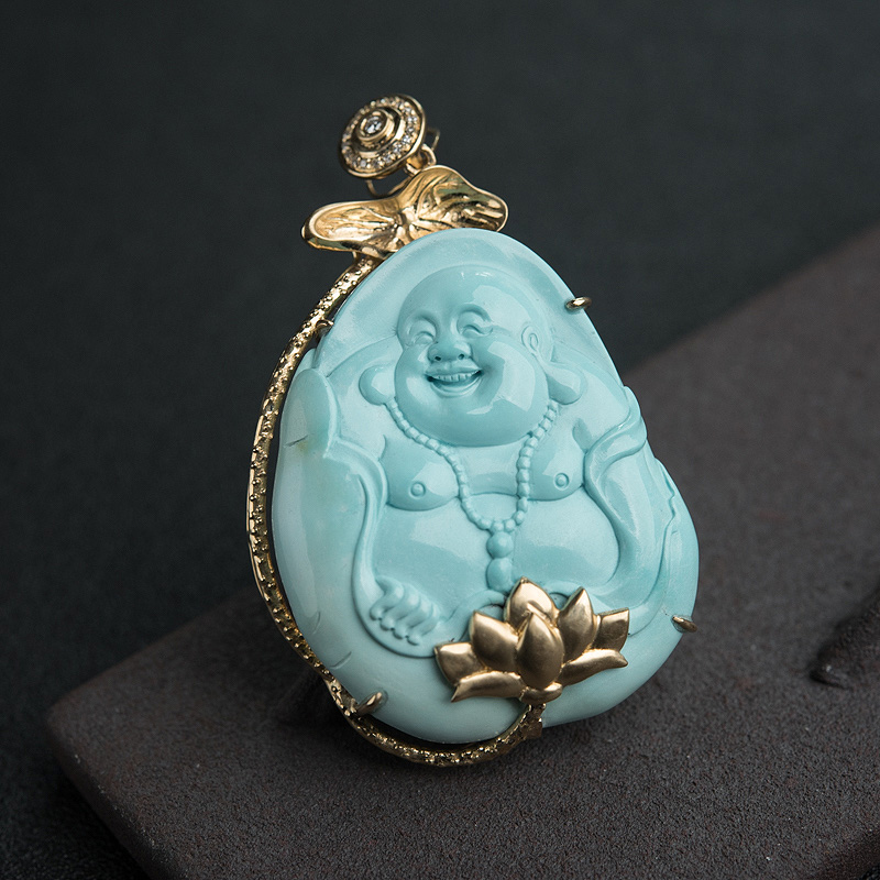 中高瓷绿松石佛吊坠-红掌柜