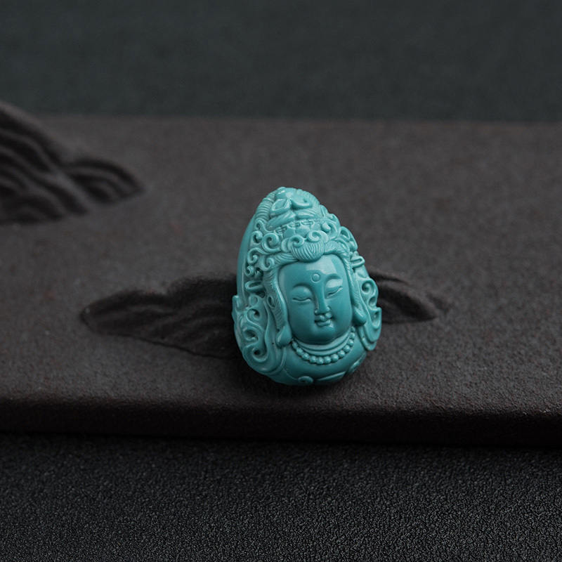 蓝绿松石观音吊坠-红掌柜