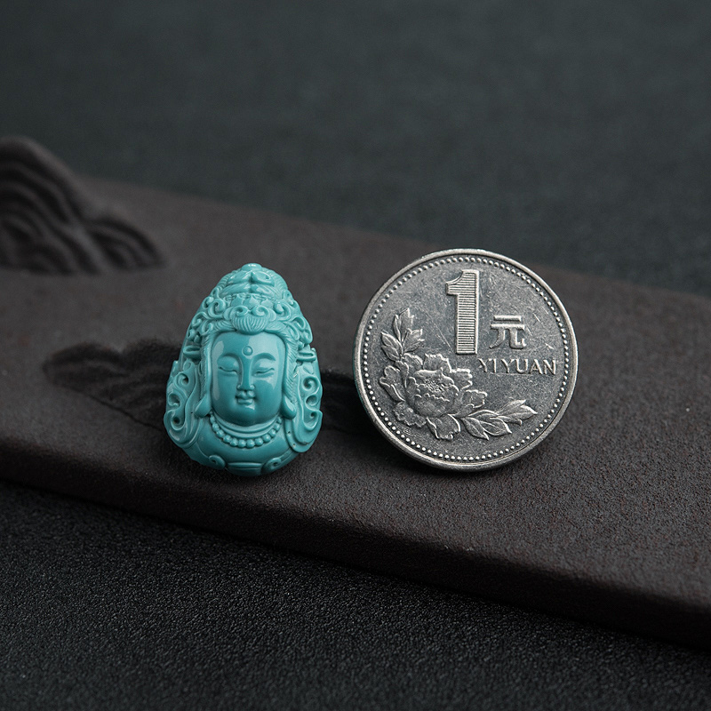 天然绿松石观音吊坠-红掌柜