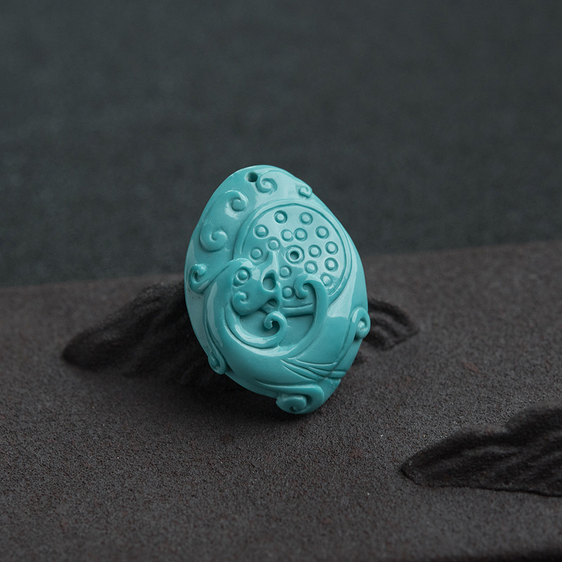 蓝绿松石仿古龙吊坠-红掌柜