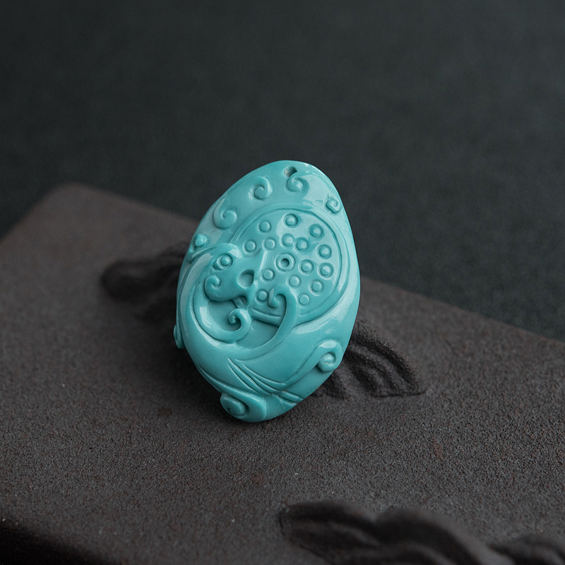 高瓷绿松石仿古龙吊坠-红掌柜