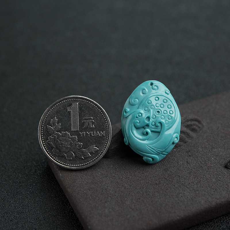 天然绿松石仿古龙吊坠-红掌柜