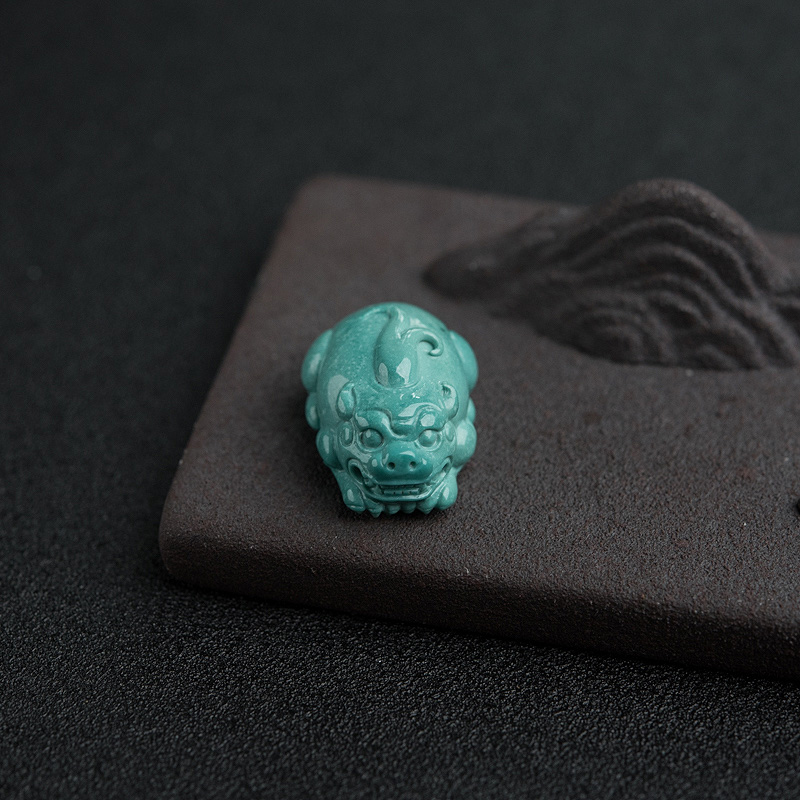 高瓷蓝绿绿松石貔貅吊坠-红掌柜