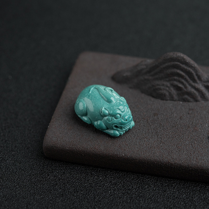 蓝绿绿松石貔貅吊坠-红掌柜