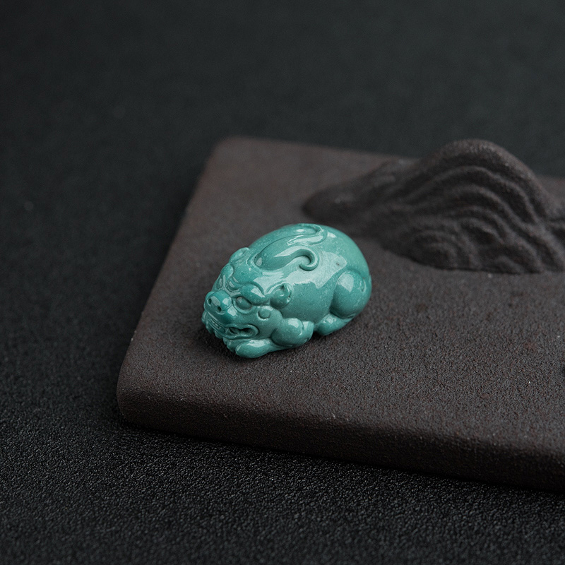 高瓷绿松石貔貅吊坠-红掌柜