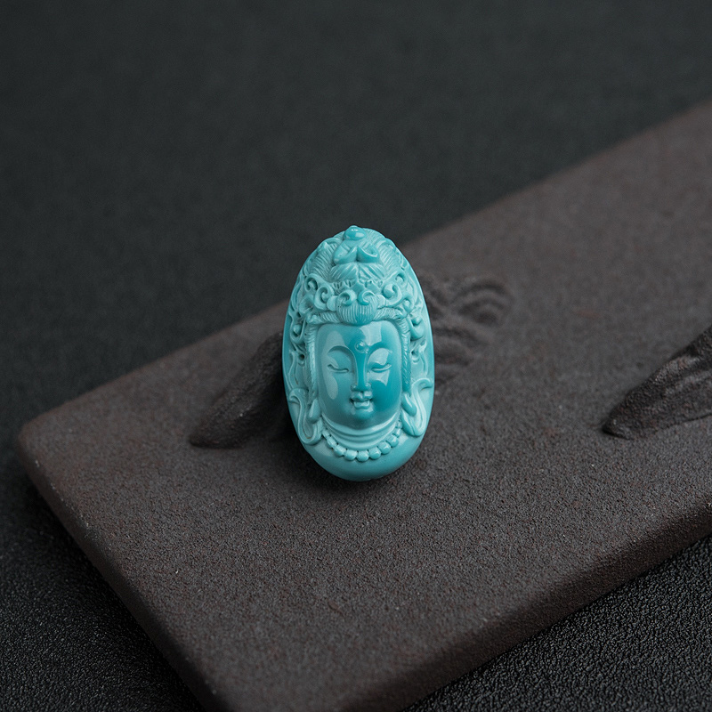 高瓷蓝绿松石度母吊坠-红掌柜