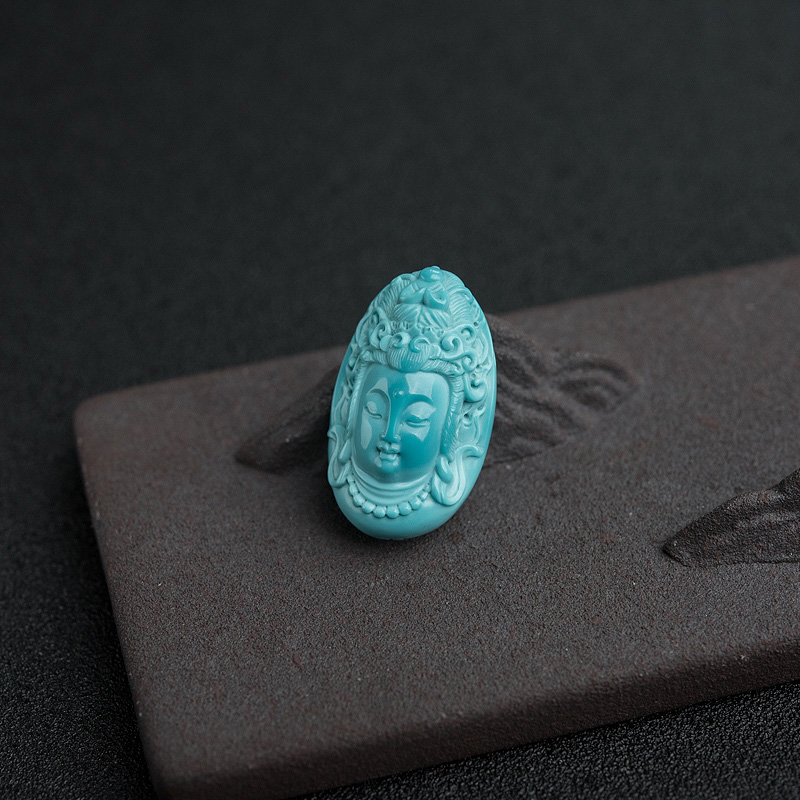 高瓷绿松石度母吊坠-红掌柜