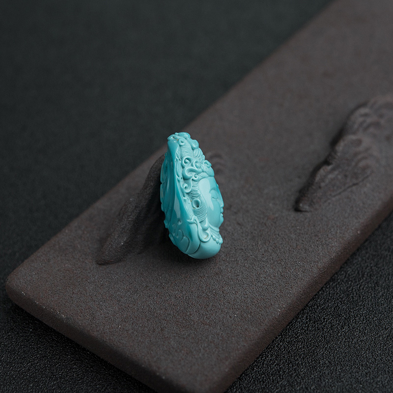 高瓷蓝绿松石度母挂坠-红掌柜