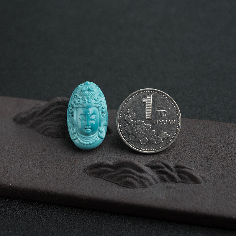 蓝绿松石度母挂坠-红掌柜