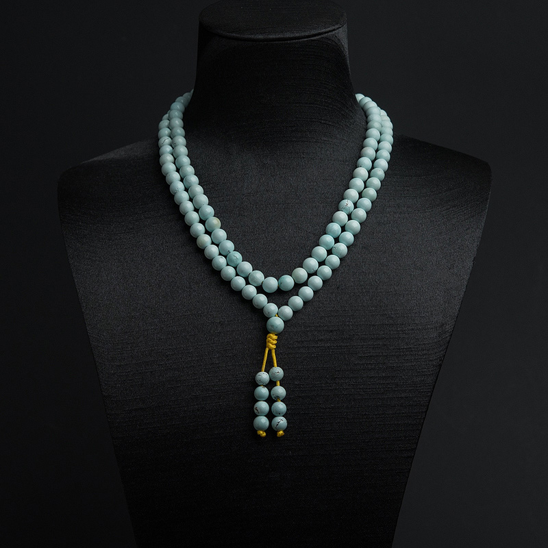 6.5mm中高瓷浅蓝绿松石108佛珠-红掌柜