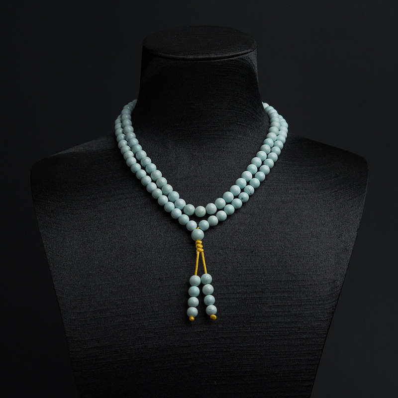 6mm中高瓷浅蓝绿松石108佛珠-红掌柜