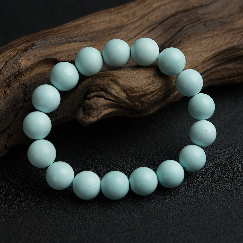 中高瓷铁线绿松石单圈手串-红掌柜