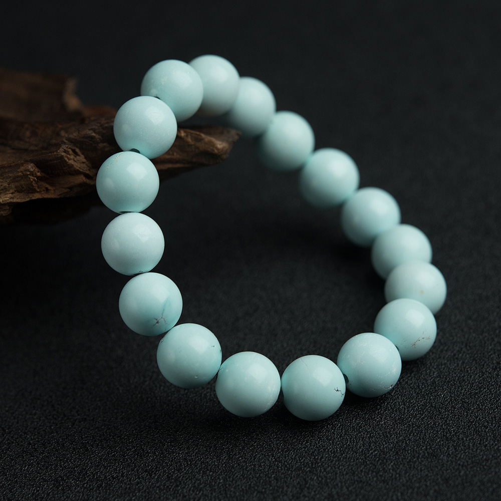 天然绿松石单圈手串-红掌柜