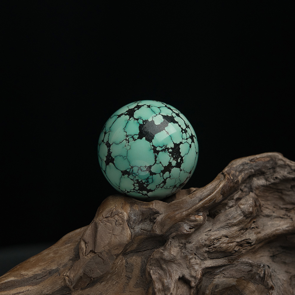 天然高瓷蓝绿绿松石圆珠-红掌柜