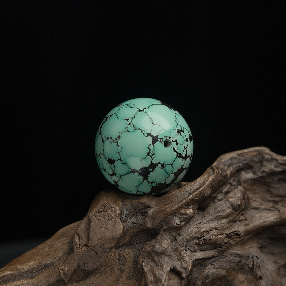 天然高瓷乌兰花绿松石圆珠-红掌柜