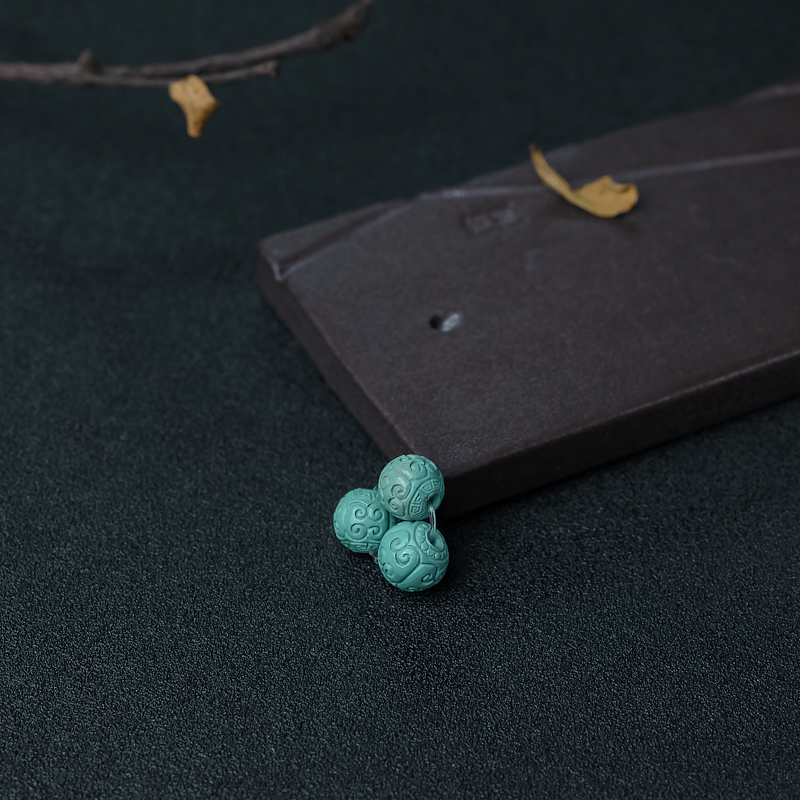 铁线蓝绿绿松石回纹珠-红掌柜