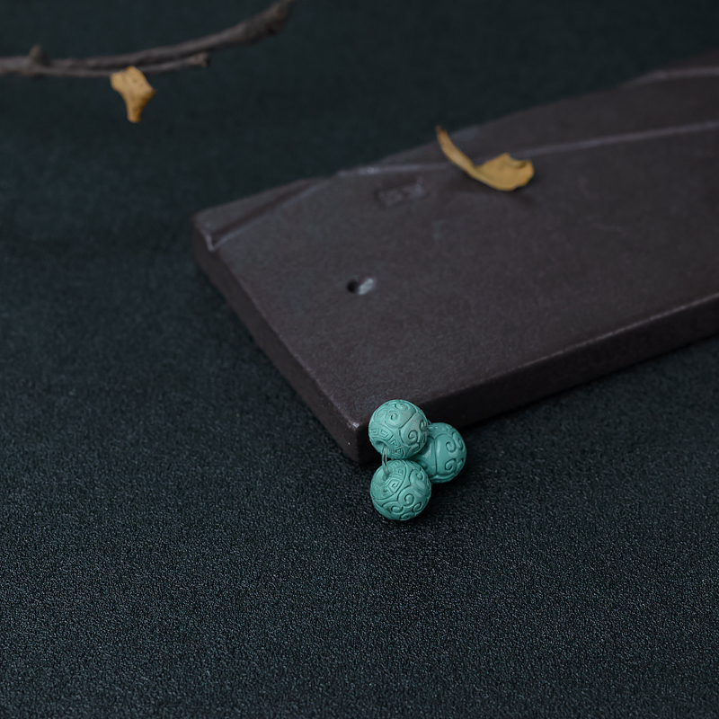 高瓷蓝绿绿松石回纹珠-红掌柜