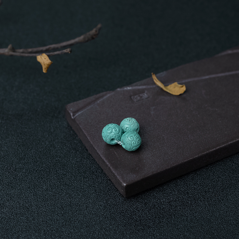 高瓷绿松石回纹珠-红掌柜