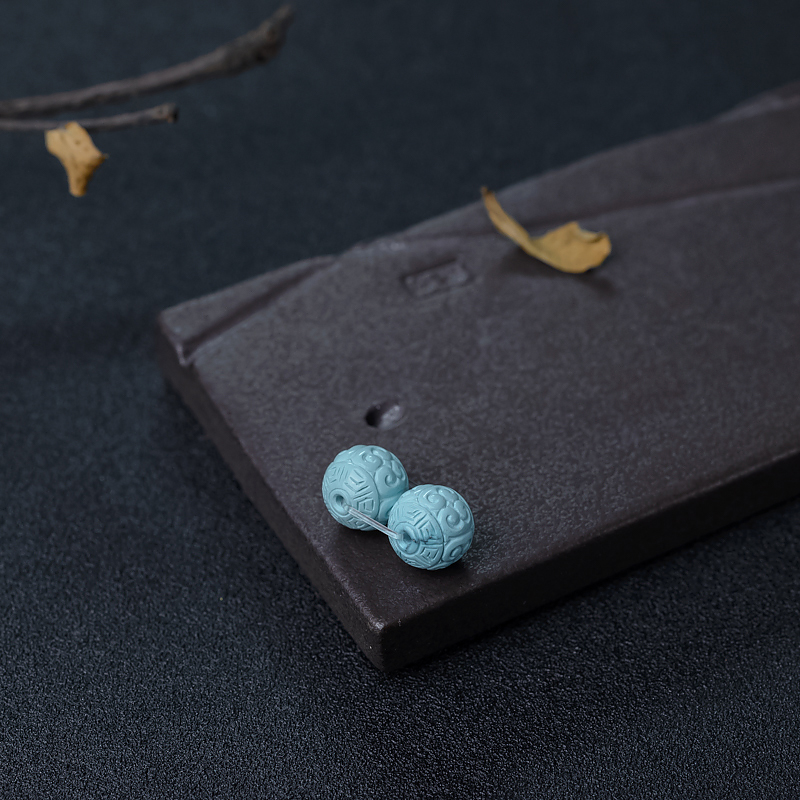 铁线浅蓝绿松石回纹对珠-红掌柜