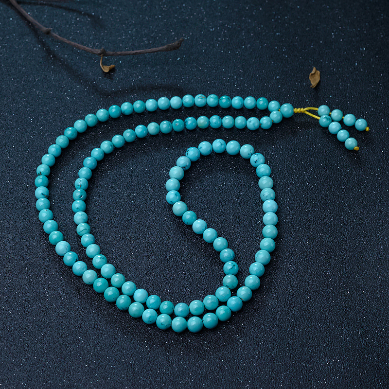 高瓷铁线蓝绿松石108佛珠-红掌柜