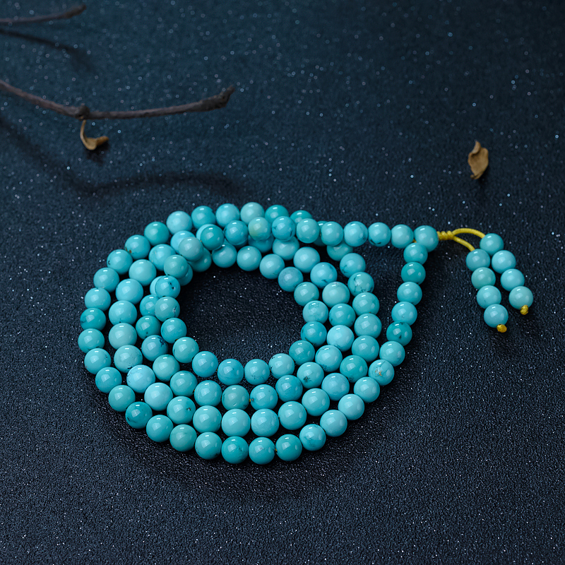 高瓷绿松石108佛珠-红掌柜