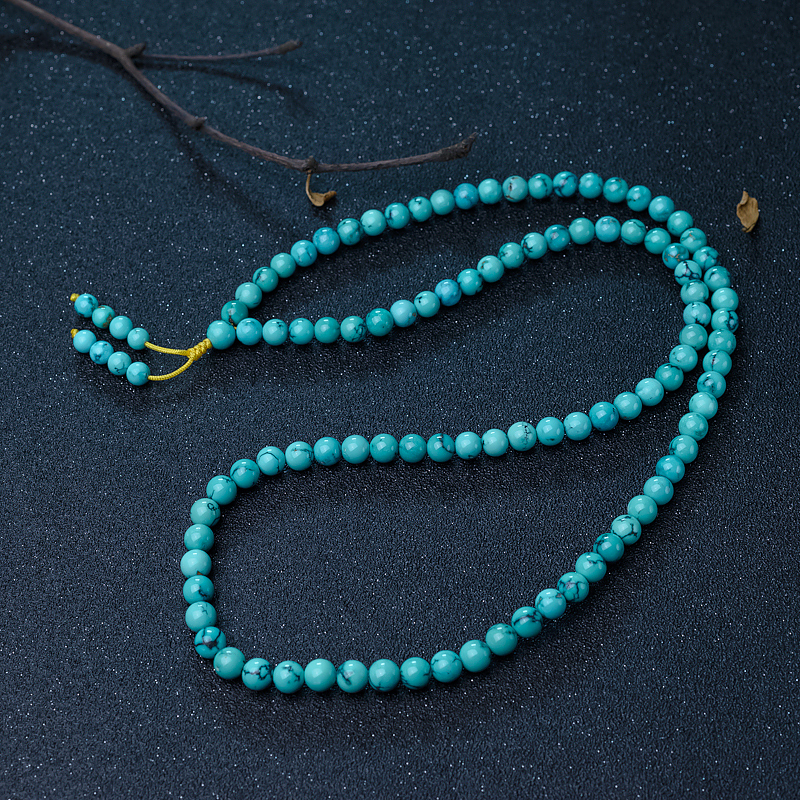 高瓷铁线蓝绿松石108佛珠-红掌柜