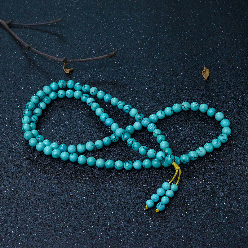 铁线蓝绿松石108佛珠-红掌柜