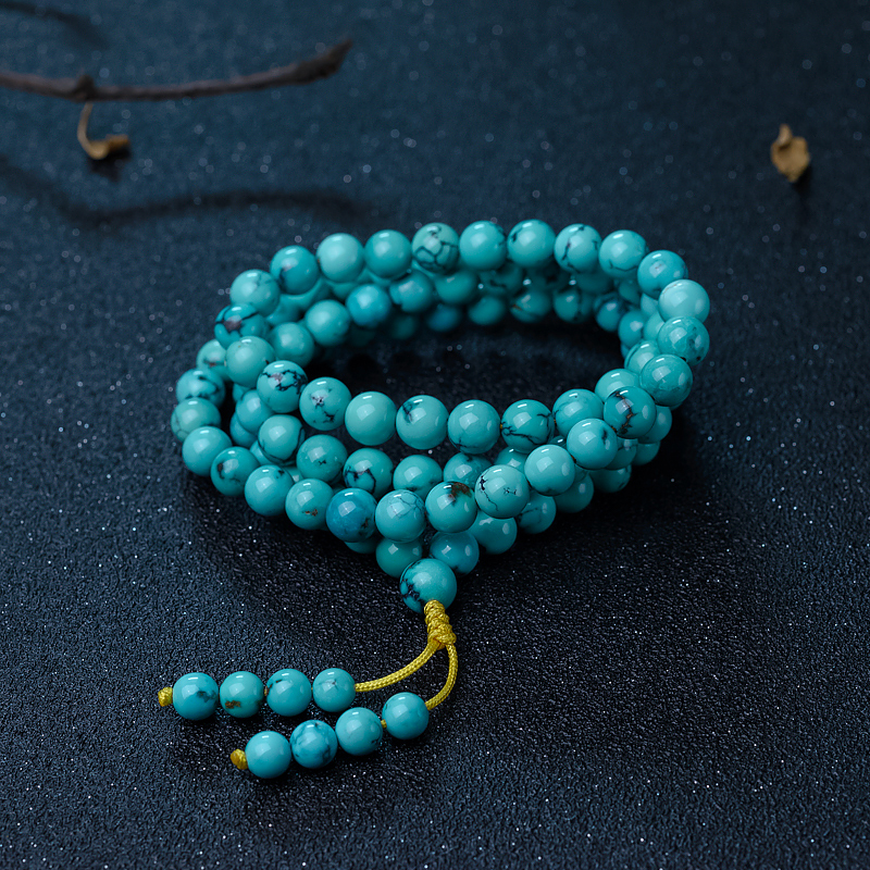 高瓷蓝绿松石108佛珠-红掌柜