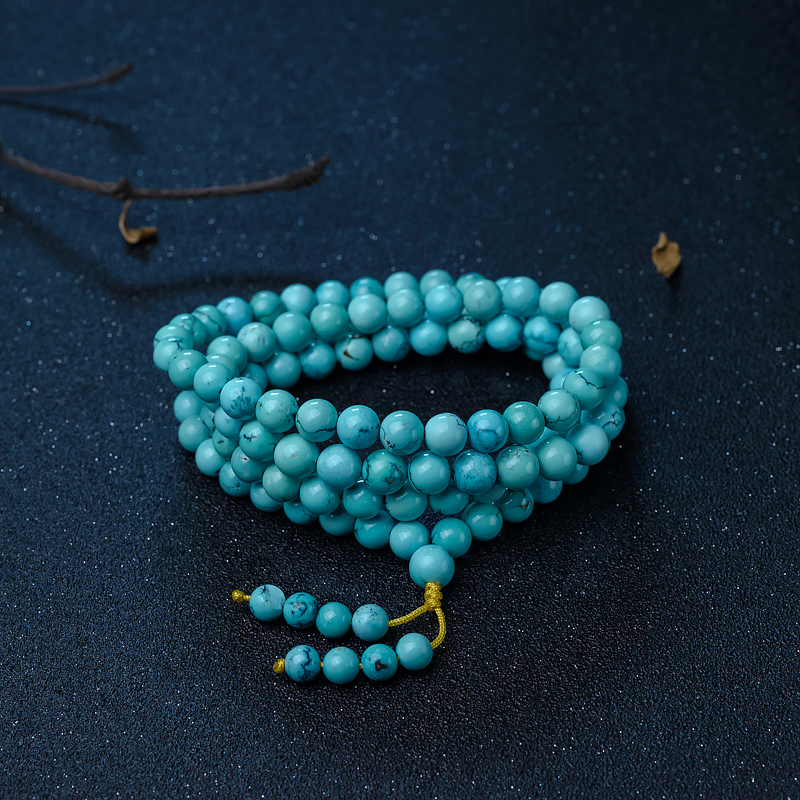 高瓷蓝绿松石108佛珠-红掌柜