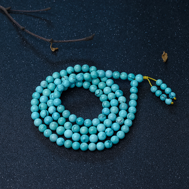 高瓷绿松石108佛珠-红掌柜